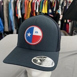 Travis Mathew Golf Hat Navy Snap Back Mesh Trucker River Walk 2.0 Texas Flag NWT